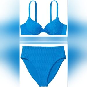 32DD/S VS Swim Icon PushUp Bikini Top High Waist Full Coverage Bikini Set Blue